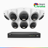 NightChroma<sup>TM</sup> NAK500 - Kit de 8 cámara de vigilancia TVI 3K con grabador de 8 canales, Acme Visión Nocturna a Color, Resolución de 2960 × 1665, Apertura f/1.0 (0.001 Lux), Micrófono Incorporado, IP67, Versión Actualizada