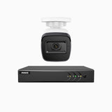 EL200 - Kit de 1 cámaras de vigilancia 1080p con grabador de 4 canales, DVR inteligente con detección de humanos y vehículos, visión nocturna por infrarrojos de 20 metros, señal de salida 4-en-1, IP67
