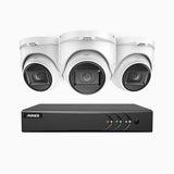 EL200 - Kit de 3 cámaras de vigilancia 1080p con grabador de 4 canales, DVR inteligente con detección de humanos y vehículos, visión nocturna por infrarrojos de 20 metros, señal de salida 4-en-1, IP67