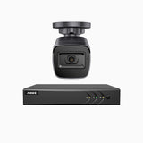 EL200 - Kit de 1 cámaras de vigilancia 1080p con grabador de 4 canales, DVR inteligente con detección de humanos y vehículos, visión nocturna por infrarrojos de 20 metros, señal de salida 4-en-1, IP67