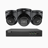 EL200 - Kit de 3 cámaras de vigilancia 1080p con grabador de 4 canales, DVR inteligente con detección de humanos y vehículos, visión nocturna por infrarrojos de 20 metros, señal de salida 4-en-1, IP67