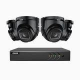 EL200 - Kit de 4 cámaras de vigilancia 1080p con grabador de 4 canales, DVR inteligente con detección de humanos y vehículos, visión nocturna por infrarrojos de 20 metros, señal de salida 4-en-1, IP67
