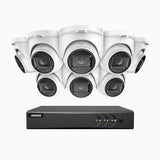 EL200 - Kit de 8 cámaras de vigilancia 1080p con grabador de 16 canales, DVR inteligente con detección de humanos y vehículos, visión nocturna por infrarrojos de 20 metros, señal de salida 4-en-1, IP67