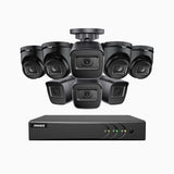 EL200 - Kit de 4 cámara bullet y 4 cámara domo y de vigilancia 1080p con grabador de 16 canales, DVR inteligente con detección de humanos y vehículos, visión nocturna por infrarrojos de 20 metros, señal de salida 4-en-1, IP67