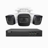EL200 - Kit de 3 cámaras de vigilancia 1080p con grabador de 8 canales, DVR inteligente con detección de humanos y vehículos, visión nocturna por infrarrojos de 20 metros, señal de salida 4-en-1, IP67