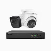 EL200 - Kit de 1 cámara bullet y 1 cámara domo y vigilancia 1080p con grabador de 8 canales, DVR inteligente con detección de humanos y vehículos, visión nocturna por infrarrojos de 20 metros, señal de salida 4-en-1, IP67