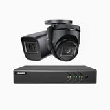 EL200 - Kit de 1 cámara bullet y 1 cámara domo y vigilancia 1080p con grabador de 8 canales, DVR inteligente con detección de humanos y vehículos, visión nocturna por infrarrojos de 20 metros, señal de salida 4-en-1, IP67