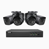 EL200 - Kit de 2 cámara bullet y 2 cámara domo y de vigilancia 1080p con grabador de 8 canales, DVR inteligente con detección de humanos y vehículos, visión nocturna por infrarrojos de 20 metros, señal de salida 4-en-1, IP67