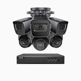 EL200 - Kit de 3 cámara bullet y 3 cámara domo y de vigilancia 1080p con grabador de 8 canales, DVR inteligente con detección de humanos y vehículos, visión nocturna por infrarrojos de 20 metros, señal de salida 4-en-1, IP67