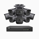 EL200 - Kit de 8 cámaras de vigilancia 1080p con grabador de 8 canales, DVR inteligente con detección de humanos y vehículos, visión nocturna por infrarrojos de 20 metros, señal de salida 4-en-1, IP67