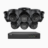 EL200 - Kit de 8 cámaras de vigilancia 1080p con grabador de 8 canales, DVR inteligente con detección de humanos y vehículos, visión nocturna por infrarrojos de 20 metros, señal de salida 4-en-1, IP67