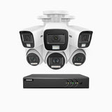 ADLK200 - Kit de vigilancia 1080p con 3 cámaras bullet y 3 cámaras domo y grabador de 8 canales, Doble Luz Visión Nocturna, señal de salida 4 en 1, micrófono incorporado, resistente a la intemperie IP67