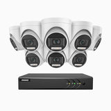 ADLK200 - Kit de 8 cámaras de vigilancia 1080p con grabador de 8 canales, Doble Luz Visión Nocturna, señal de salida 4 en 1, micrófono incorporado, resistente a la intemperie IP67