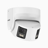 FCD600 - Cámara de seguridad panorámica de doble lente PoE para exteriores, resolución de 6 MP, ultra gran angular de 180°, súper apertura de f/1,2, sensor BSI, visión nocturna en color, micrófono incorporado, detección de personas y vehículos
