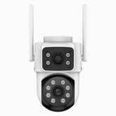 WCD220 - Cámara de seguridad WiFi para exterior 4MP con doble lente, giro 355° e inclinación 90°, WiFi 2.4 GHz, detección de personas, visión nocturna Dual Light, sirena de alarma, audio bidireccional, compatible con Alexa