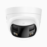 FCD600 - Cámara de Seguridad Exterior PoE UHD 6MP con Doble Lente, Vista Panorámica de 180°, Visión Nocturna con Doble Luz Inteligente, Audio Bidireccional, Sirena y Alarma Activa, Detección de Personas y Vehículos, IP67