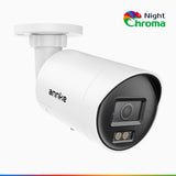 NightChroma<sup>TM</sup> NC800 - Cámara de vigilancia IP PoE exterior de 4K, Color Visión Nocturna, Súper apertura f/1.0 (0.0005 Lux), detección de personas y vehículos, análisis de comportamiento inteligente, micrófono incorporado, funciona con Alexa