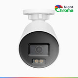 NightChroma<sup>TM</sup> NC800 - Cámara de vigilancia IP PoE exterior de 4K, Color Visión Nocturna, Súper apertura f/1.0 (0.0005 Lux), detección de personas y vehículos, análisis de comportamiento inteligente, micrófono incorporado, funciona con Alexa