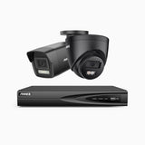 H500P - Kit de vigilancia PoE de 3K con 1 cámara bullet y 1 cámara domo y videograbador NVR de 4 canales, Resolución 3072*1728, Apertura f / 1.6 (0.005 Lux), Detección de humanos y vehículos, Micrófono incorporado, IP67