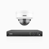 H800 - Kit de 1 cámara de vigilancia PoE de 4K con videograbador NVR de 4 canales, Visión nocturna a color e infrarrojos, detección de humanos y vehículos, micrófono integrado, ángulo de visión 96º