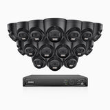 H500P - Kit de 16 cámaras de vigilancia PoE de 3K con videograbador NVR de 16 canales, Resolución 3072*1728, Apertura f / 1.6 (0.005 Lux), Detección de humanos y vehículos, Micrófono incorporado, IP67