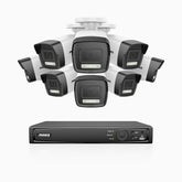 H500P - Kit de 8 cámaras de vigilancia PoE de 3K con videograbador NVR de 16 canales, Resolución 3072*1728, Apertura f / 1.6 (0.005 Lux), Detección de humanos y vehículos, Micrófono incorporado, IP67