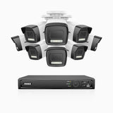 H500P - Kit de 8 cámaras de vigilancia PoE de 3K con videograbador NVR de 16 canales, Resolución 3072*1728, Apertura f / 1.6 (0.005 Lux), Detección de humanos y vehículos, Micrófono incorporado, IP67