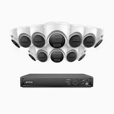 H300 - Kit de 12 cámaras de vigilancia PoE de 3MP con videograbador NVR de 16 canales, visión nocturna EXIR 2.0, detección de movimiento, H.265+, impermeabilidad IP67