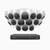 H300 - Kit de 16 cámaras de vigilancia PoE de 3MP con videograbador NVR de 16 canales, visión nocturna EXIR 2.0, detección de movimiento, H.265+, impermeabilidad IP67