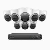H300 - Kit de 8 cámaras de vigilancia PoE de 3MP con videograbador NVR de 16 canales, visión nocturna EXIR 2.0, detección de movimiento, H.265+, impermeabilidad IP67