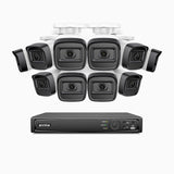 H300 - Kit de 10 cámaras de vigilancia PoE de 3MP con videograbador NVR de 16 canales, visión nocturna EXIR 2.0, detección de movimiento, H.265+, impermeabilidad IP67