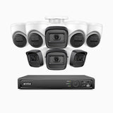 H300 - Kit de vigilancia PoE de 3MP con 4 cámaras bullet y 4 cámaras domo y videograbador NVR de 16 canales, visión nocturna EXIR 2.0, detección de movimiento, H.265+, impermeabilidad IP67
