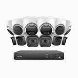 H300 - Kit de vigilancia PoE de 3MP con 6 cámaras bullet y 6 cámaras domo y videograbador NVR de 16 canales, visión nocturna EXIR 2.0, detección de movimiento, H.265+, impermeabilidad IP67