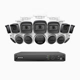 H300 - Kit de vigilancia PoE de 3MP con 7 cámaras bullet y 7 cámaras domo y videograbador NVR de 16 canales, visión nocturna EXIR 2.0, detección de movimiento, H.265+, impermeabilidad IP67