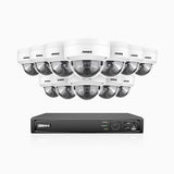 H800 - Kit de 12 cámaras de vigilancia PoE de 4K con videograbador NVR de 16 canales, Visión nocturna a color e infrarrojos, detección de humanos y vehículos, micrófono integrado, ángulo de visión 96º
