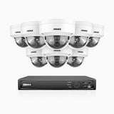 H1200 - Kit de 8 cámaras de vigilancia PoE de 4K 12MP con videograbador NVR de 16 canales, EXIR Visión Nocturna, detección de humanos y vehículos, H.265+, micrófono incorporado, almacenamiento local máximo de 512 GB, IP67