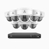 HZ804 - Kit de 8 cámaras de vigilancia PoE de 4K con videograbador NVR de 16 canales, zoom óptico 4X, doble luz visión nocturna, detección de movimiento 2.0, Micrófono incorporado, alarma de sirena y estroboscópica