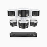 FDH600 - Kit de vigilancia PoE de 4K con 3 cámara bullet y 3 cámaras domo y videograbador NVR de 8 canales, panorámica doble lente, visión nocturna en color, detección de humanos y vehículos, micrófono incorporado