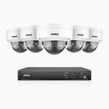 H800 - Kit de 5 cámaras de vigilancia PoE de 4K con videograbador NVR de 8 canales, Visión nocturna a color e infrarrojos, detección de humanos y vehículos, micrófono integrado, ángulo de visión 96º