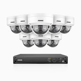 H800 - Kit de 8 cámaras de vigilancia PoE de 4K con videograbador NVR de 8 canales, Visión nocturna a color e infrarrojos, detección de humanos y vehículos, micrófono integrado, ángulo de visión 96º