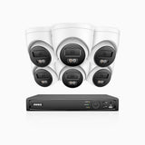 H800 - Kit de 6 cámaras de vigilancia PoE de 4K con videograbador NVR de 8 canales, Visión nocturna a color e infrarrojos, detección de humanos y vehículos, micrófono integrado, ángulo de visión 96º