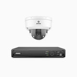 HZ804 - Kit de 1 cámaras de vigilancia PoE de 4K con videograbador NVR de 8 canales, zoom óptico 4X, doble luz visión nocturna, detección de movimiento 2.0, Micrófono incorporado, alarma de sirena y estroboscópica