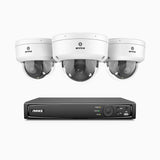 HZ804 - Kit de 3 cámaras de vigilancia PoE de 4K con videograbador NVR de 8 canales, zoom óptico 4X, doble luz visión nocturna, detección de movimiento 2.0, Micrófono incorporado, alarma de sirena y estroboscópica