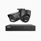 H500P - Kit de vigilancia PoE de 3K con 1 cámara bullet y 1 cámara domo y videograbador NVR de 8 canales, Resolución 3072*1728, Apertura f / 1.6 (0.005 Lux), Detección de humanos y vehículos, Micrófono incorporado, IP67