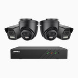 H500P - Kit de vigilancia PoE de 3K con 2 cámara bullet y 2 cámara domo y videograbador NVR de 8 canales, Resolución 3072*1728, Apertura f / 1.6 (0.005 Lux), Detección de humanos y vehículos, Micrófono incorporado, IP67