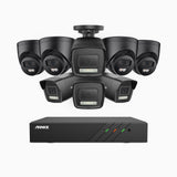 H500P - Kit de vigilancia PoE de 3K con 4 cámara bullet y 4 cámara domo y videograbador NVR de 8 canales, Resolución 3072*1728, Apertura f / 1.6 (0.005 Lux), Detección de humanos y vehículos, Micrófono incorporado, IP67