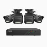H500P - Kit de 4 cámaras de vigilancia PoE de 3K con videograbador NVR de 8 canales, Resolución 3072*1728, Apertura f / 1.6 (0.005 Lux), Detección de humanos y vehículos, Micrófono incorporado, IP67
