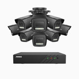 H500P - Kit de 8 cámaras de vigilancia PoE de 3K con videograbador NVR de 8 canales, Resolución 3072*1728, Apertura f / 1.6 (0.005 Lux), Detección de humanos y vehículos, Micrófono incorporado, IP67