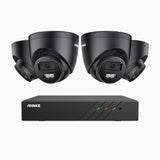 H500P - Kit de 4 cámaras de vigilancia PoE de 3K con videograbador NVR de 8 canales, Resolución 3072*1728, Apertura f / 1.6 (0.005 Lux), Detección de humanos y vehículos, Micrófono incorporado, IP67