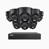 H500P - Kit de 8 cámaras de vigilancia PoE de 3K con videograbador NVR de 8 canales, Resolución 3072*1728, Apertura f / 1.6 (0.005 Lux), Detección de humanos y vehículos, Micrófono incorporado, IP67